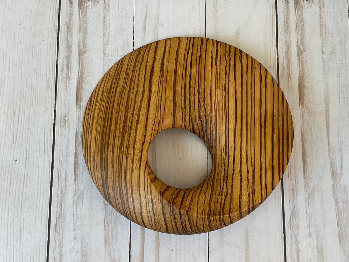 Möbius Strip Wooden Sculpture, Zebrawood, 7"