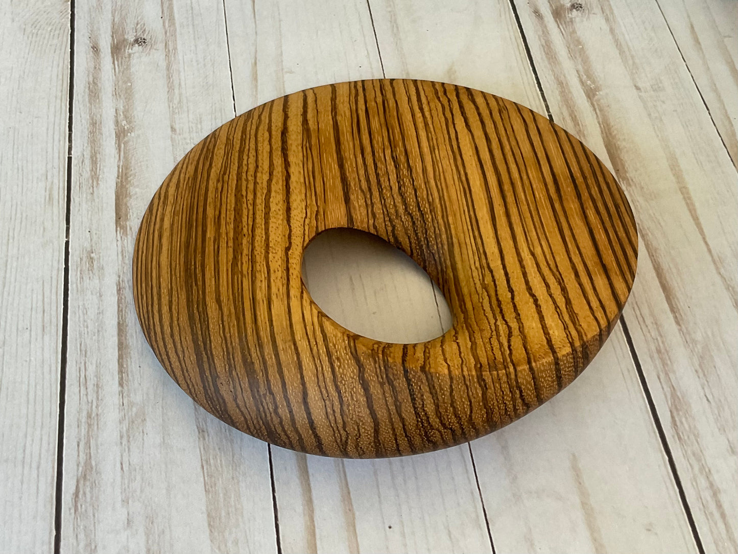 Möbius Strip Wooden Sculpture, Zebrawood, 7"