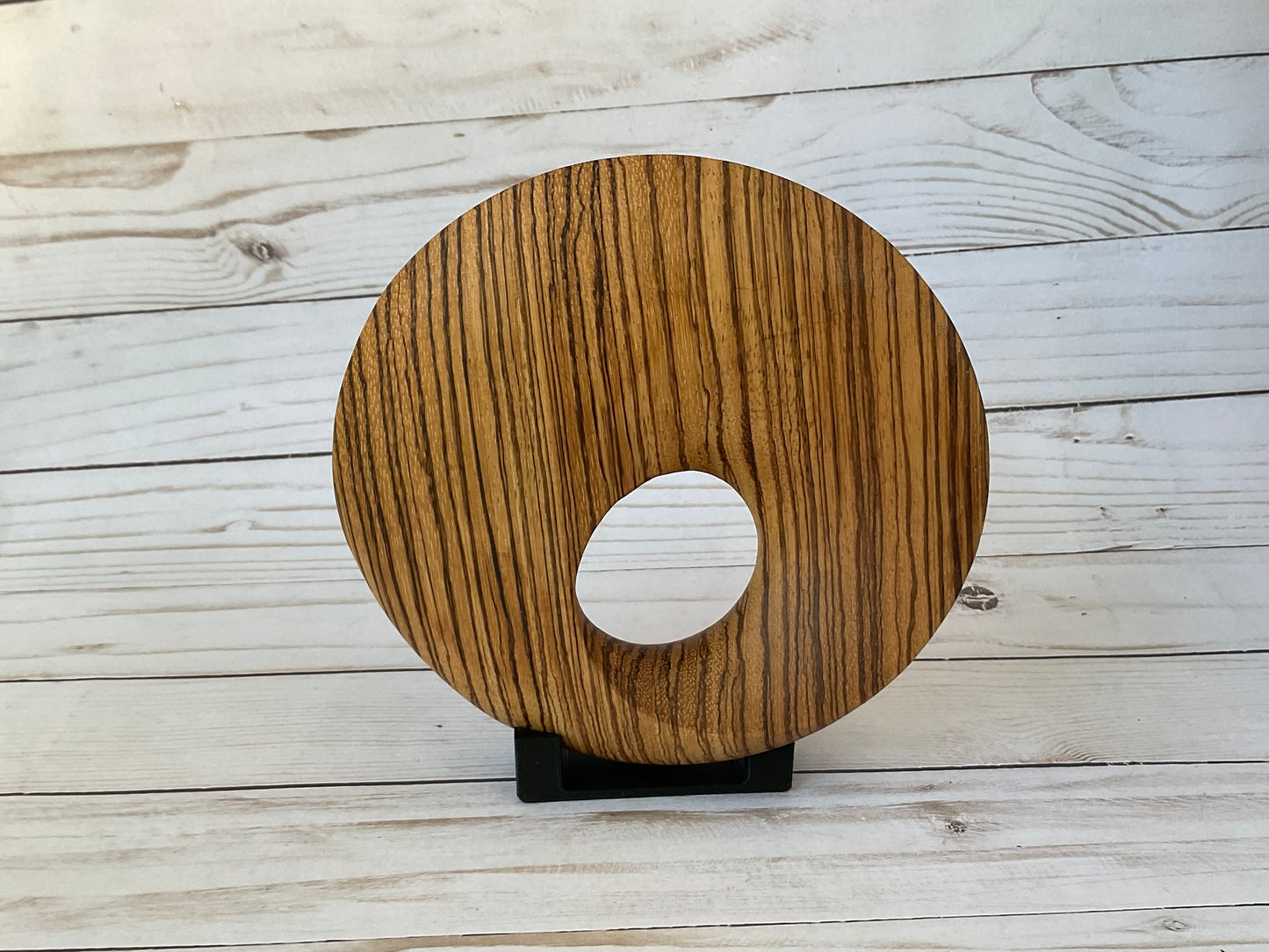 Möbius Strip Wooden Sculpture, Zebrawood, 7"