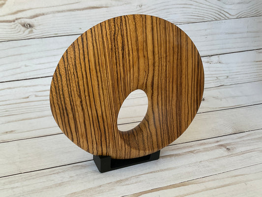 Möbius Strip Wooden Sculpture, Zebrawood, 7"