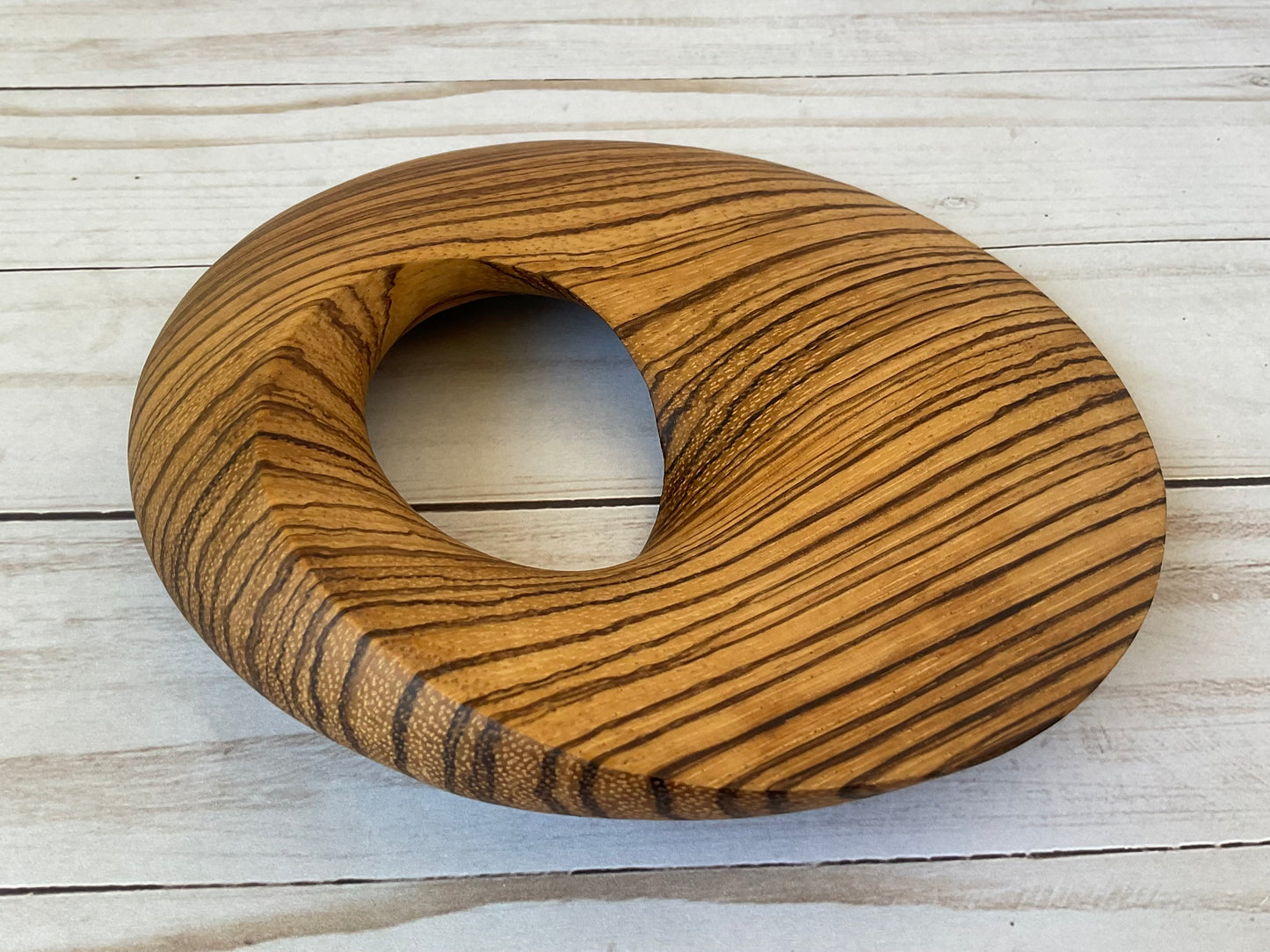 Möbius Strip Wooden Sculpture, Zebrawood, 7"