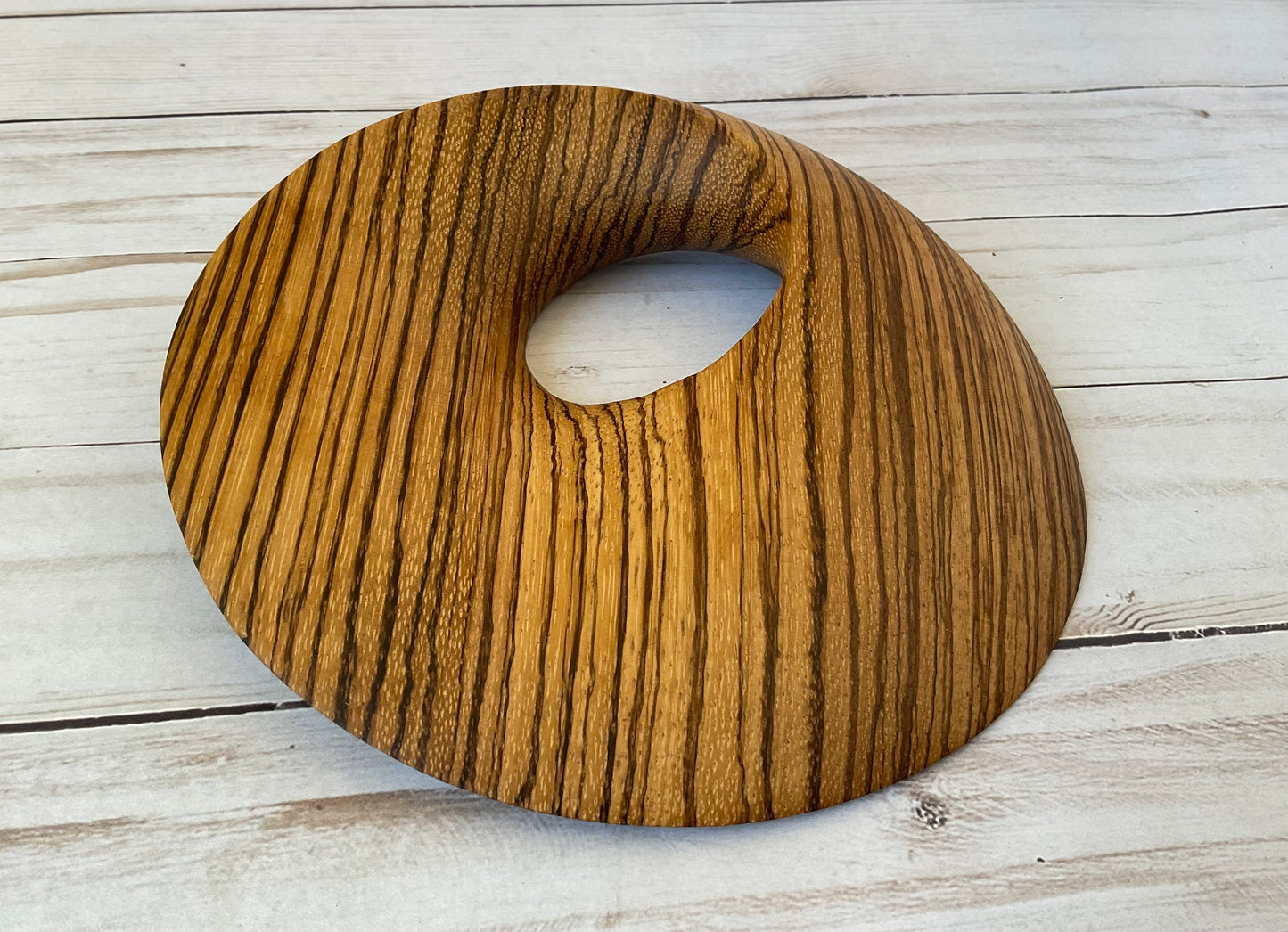 Möbius Strip Wooden Sculpture, Zebrawood, 7"