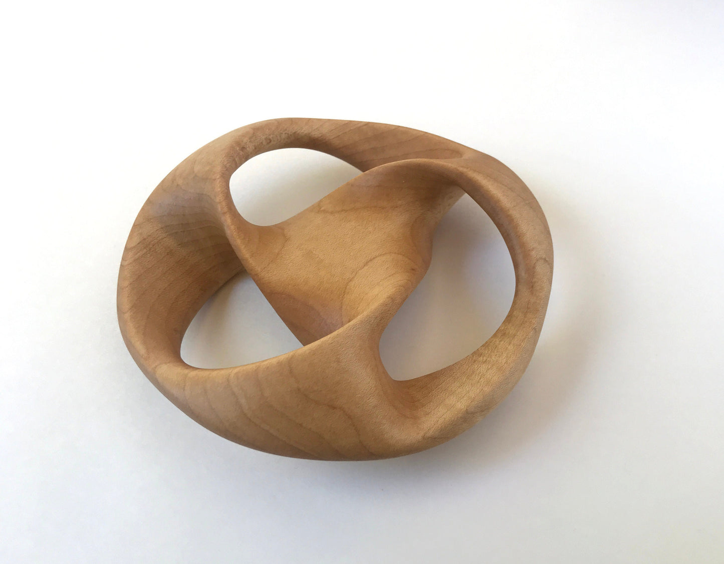 Triquetra Mobius Strip-like Wooden Sculpture, Maple Wood, 5"