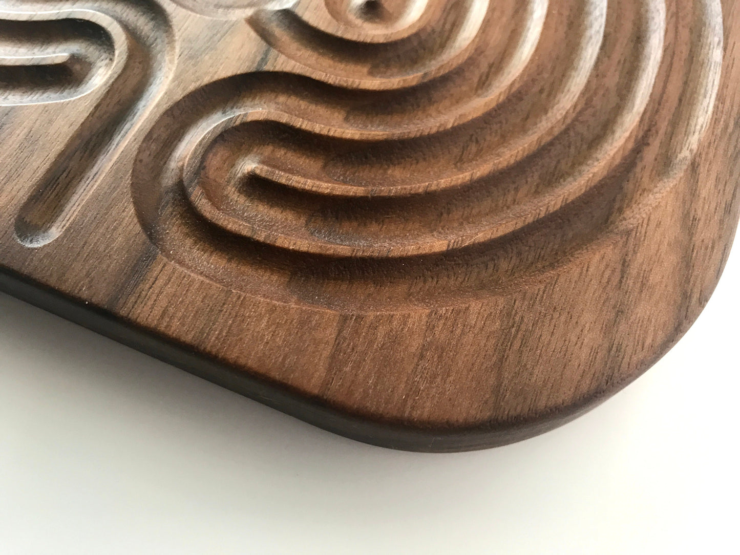 Medium Classical Finger Labyrinth, Wide Grooves, Walnut Wood, 7.5" by 6.5"