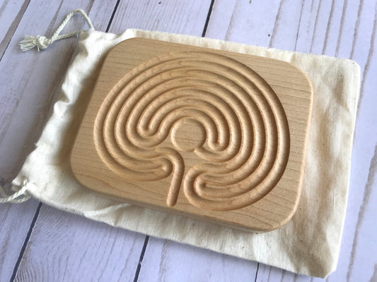 Small Classical Finger Labyrinth, Maple Wood, 4.75" by 3.75"