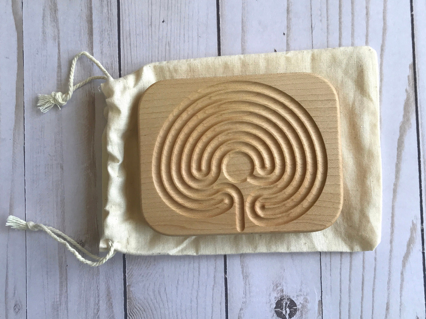 Small Classical Finger Labyrinth, Maple Wood, 4.75" by 3.75"