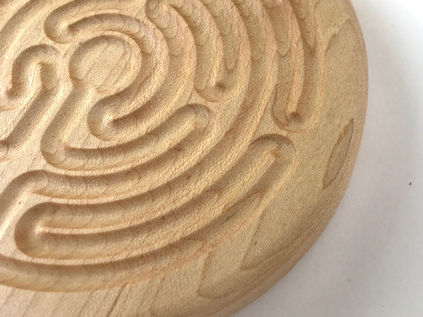 Bundle of Two Small Chartres-style Finger Labyrinth, Walnut and Maple Wood, 4.75" diameter