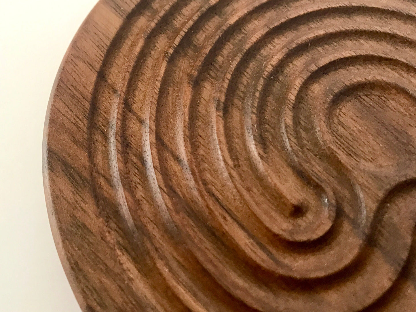 Small Classical Finger Labyrinth, Round, 4.75" diameter, Walnut Wood