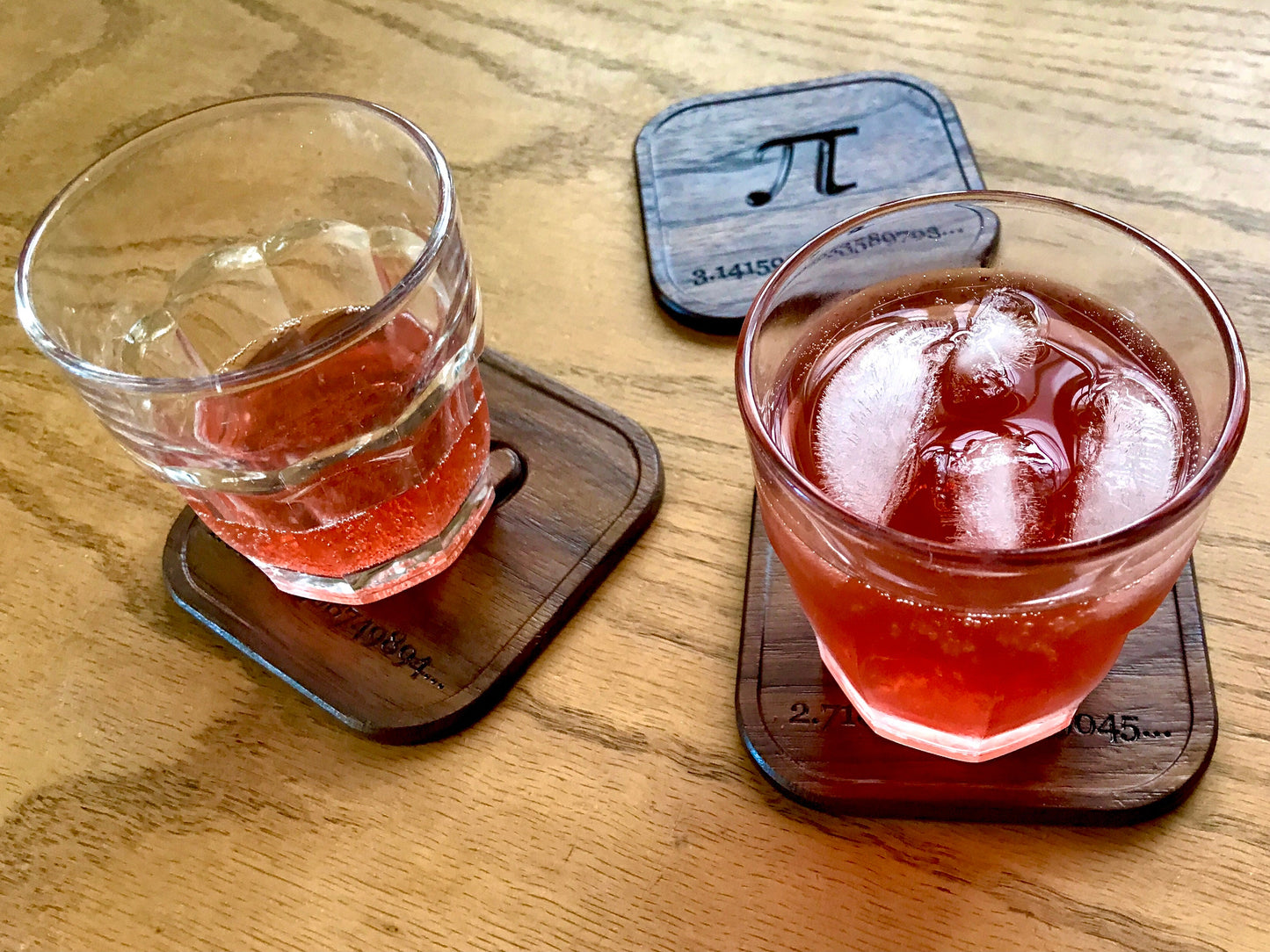 Wooden Coasters with Math Symbols, set of 4