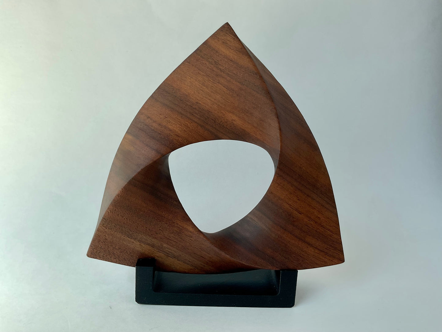 Penrose Triangle Inspired Walnut Wood Carving, 7.5 " diameter