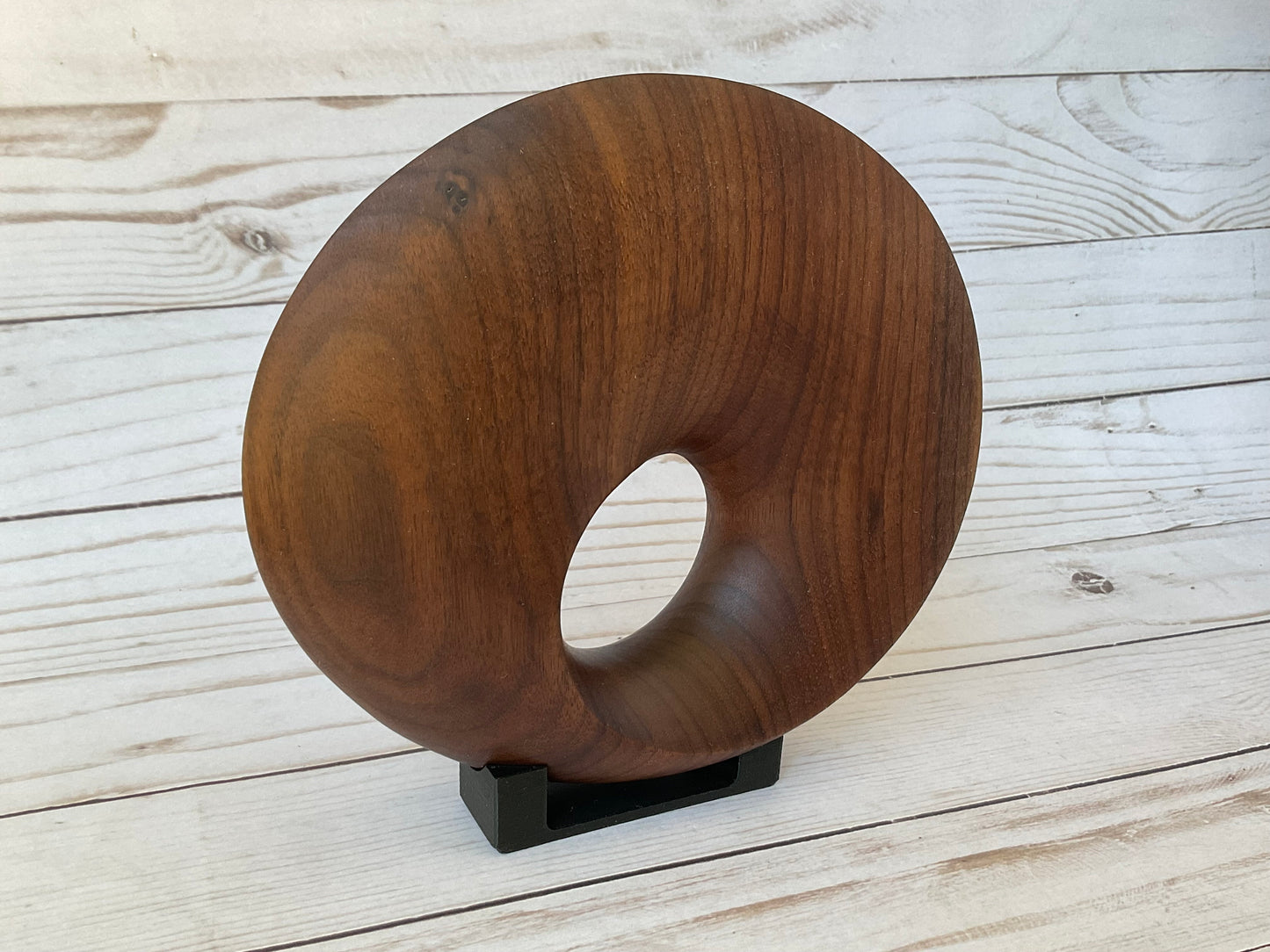 Möbius Strip Wooden Sculpture, Walnut Wood, 7"