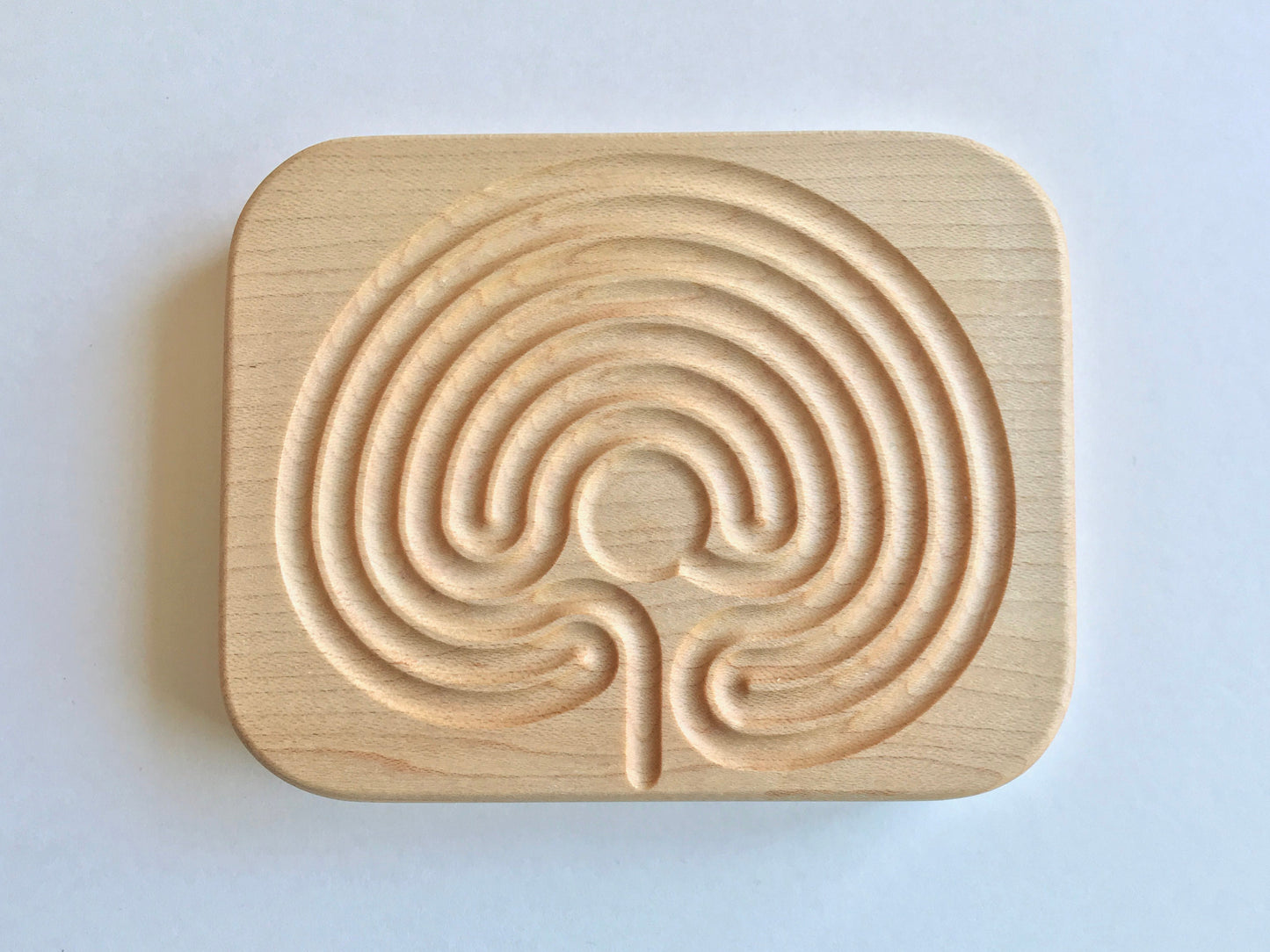 Small Classical Finger Labyrinth, Maple Wood, 4.75" by 3.75"