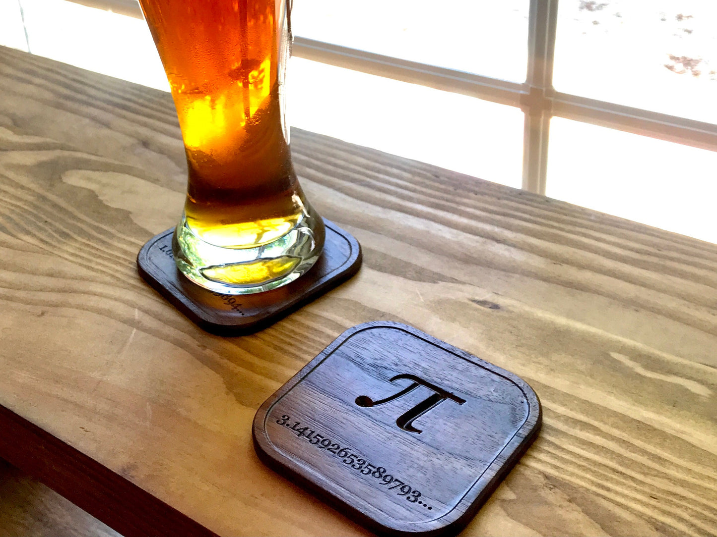 Wooden Coasters with Math Symbols, set of 4